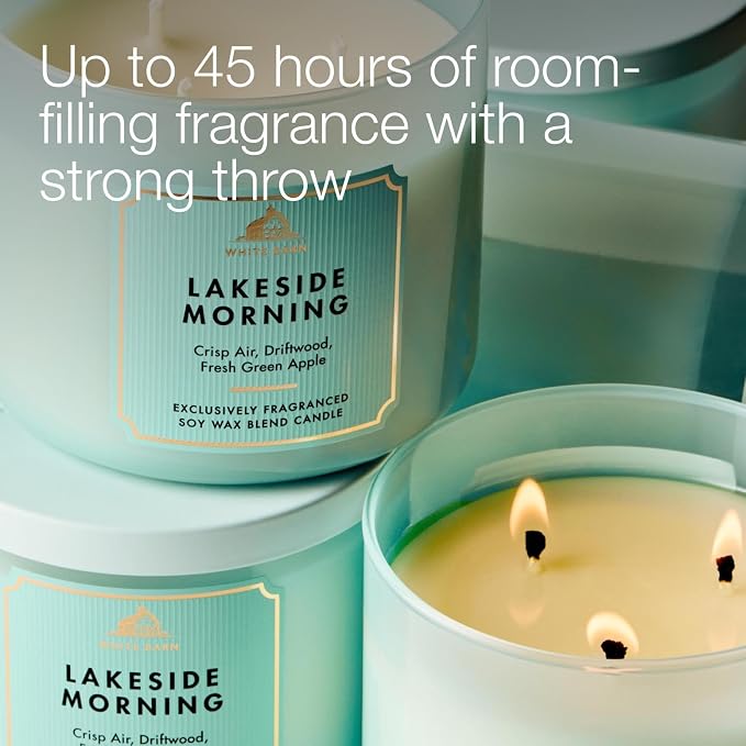 Bath & Body Works Lakeside Morning 3-Wick Candle - Scented Candle for At-Home Use - Long-Lasting, Room-Filling Fragrance - High Fragrance Oil Concentration - Soy Wax Blend - 2-Pack