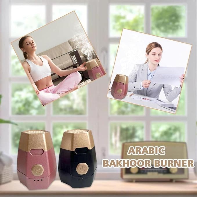 Portable Mini Incense Burner Bakhoor USB Rechargeable Aroma Diffuser Arabic Electric Incense Holder Muslim Home Decor & Car Air Freshener,Pink