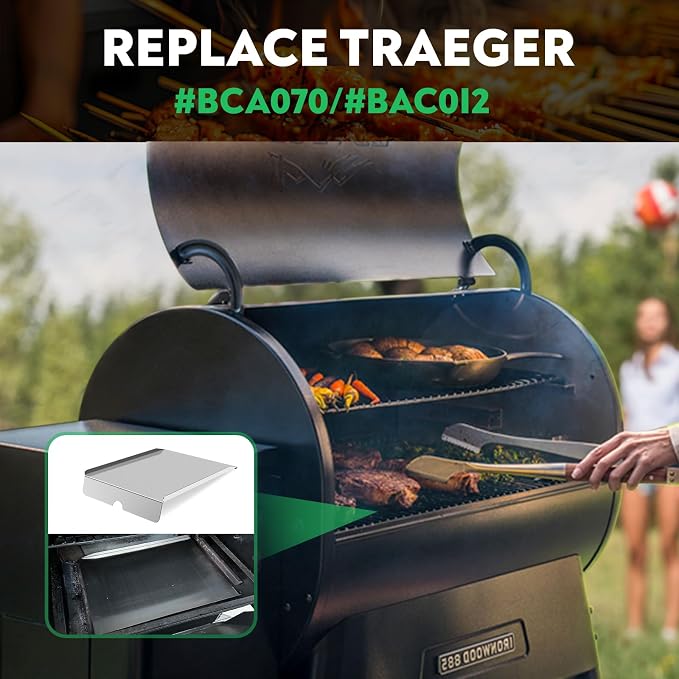 22" Stainless Steel Drip Tray Heat Baffle Diffuser Plate Grease Pan Replacement for Traeger Pro 575 and 22 Series,Lil' Tex Elite Century Pellet Grill Smoker Parts Compatible with BAC012 BCA070