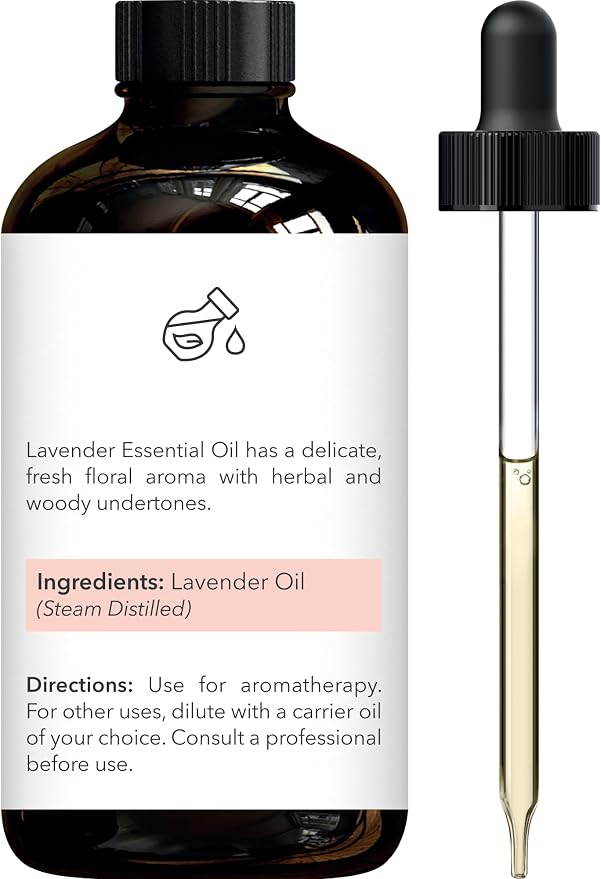 Brooklyn Botany Lavender Essential Oil - Huge 4 Fl Oz - with Glass Dropper - for Aromatherapy and Diffuser