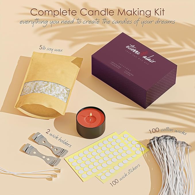Etienne Alair Organic Soy Candle Wax for Candle Making, 5 lbs Natural Candles Making Supplies, Beeswax-Free, Paraffin-Free, Pure Soy Wax Flakes Perfect for Candles, Tealights and Melts