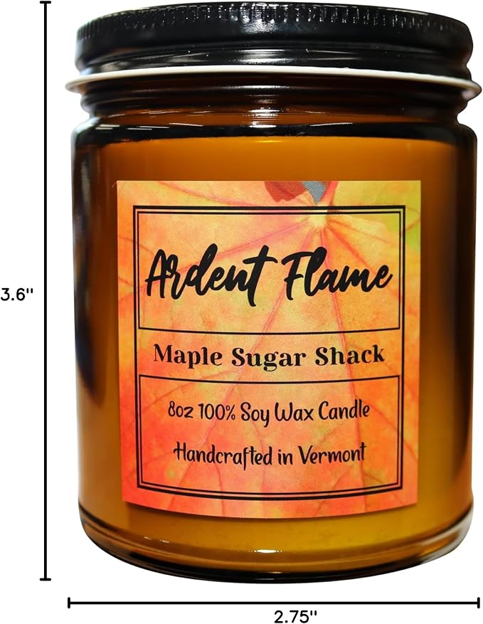 Candles | Vermont Maple Sugar Shack | 100% Natural Soy Wax Candle for Home Decor | Highly Scented | Premium Fragrance | Handmade in Vermont, USA | 8 oz | Long Lasting | Great Gift