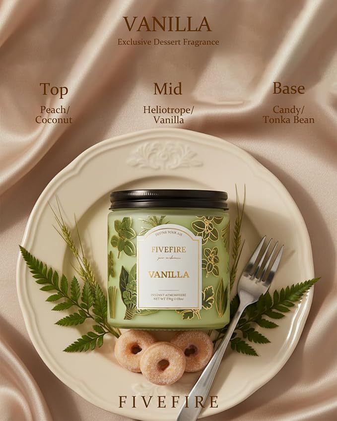 Vanilla Scented Candles for Cozy Home, 13oz Natural Soy Wax 2-Wick Jar, Up to 76-Hour Clean Burn, Creamy Warm Vanilla Home Fragrance, Gift for Women Men