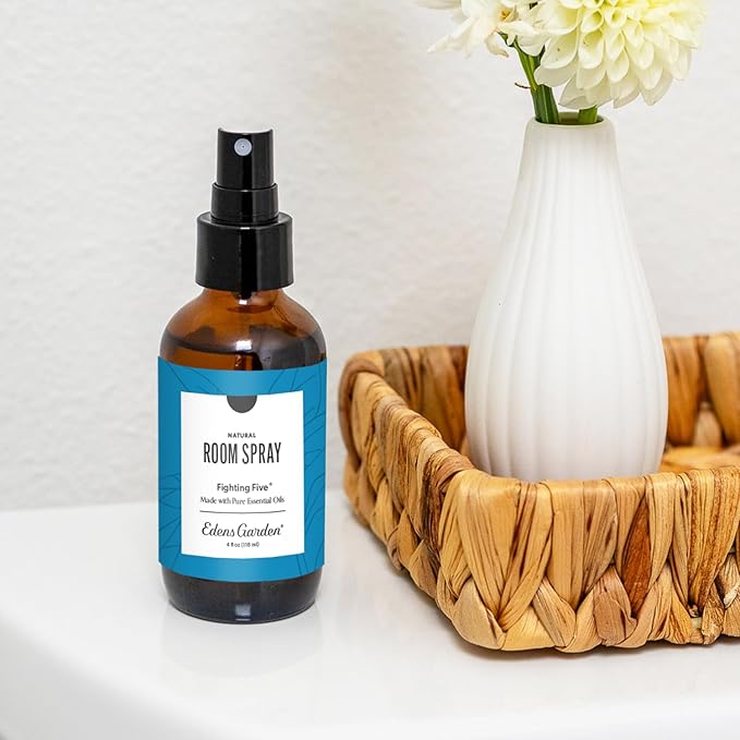 Edens Garden Fighting Five Natural Room & Linen Spray – 100% Pure Essential Oil Room Mist for Odor Removal & Plant-Powered Freshness – Non-Toxic, Long-Lasting Air Freshener for Home, 4 fl oz (118 ml)