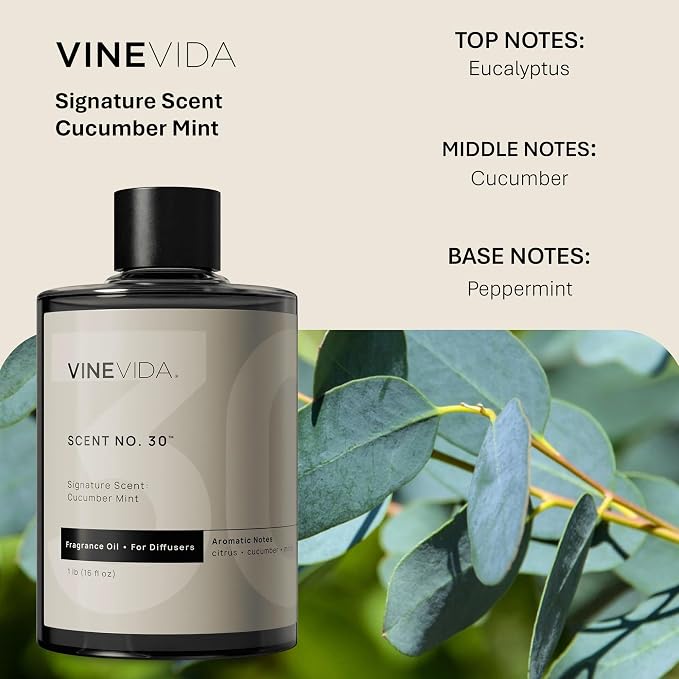 VINEVIDA [16 Fl Oz] Cucumber Mint Fragrance Oil for Cold Air Diffusers, Essential Oils for Diffuser Oil Refill & Air Freshener Room Spray