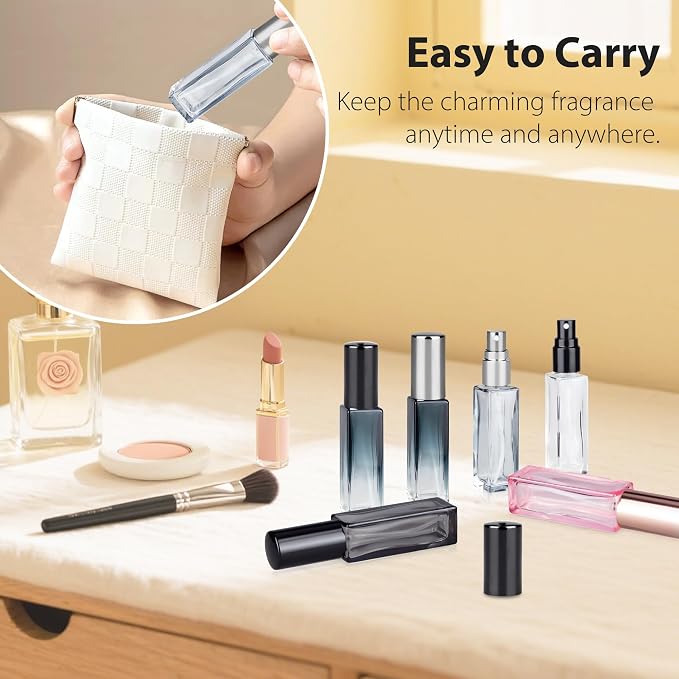 Perfume Travel Refillable Atomizer, 3 Pack 10ml Leak Proof Refillable Perfume Bottle for Air Travel, Purse and Business Trips, Glass Atomizer Sprayer for Cologne with Funnel & Pipette
