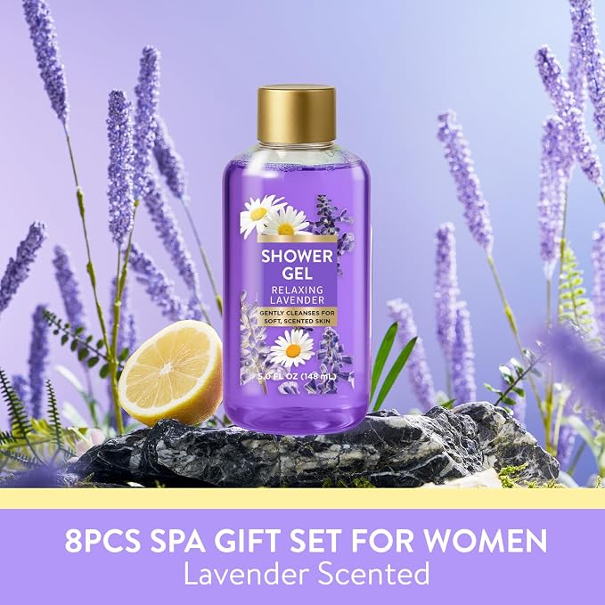 Spa Luxetique Gifts for Women Relaxing Lavender Gift for Womens 8pcs Spa Gift for Women Bath and Body Works Gift Set Birthday Gift for Womens Mom Grandma Wife