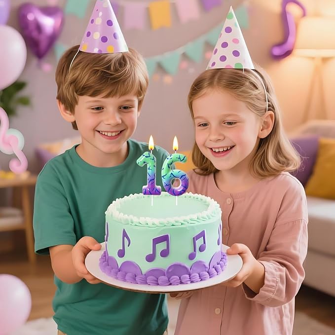 Number 6 Birthday Candle for Cake – Purple Green Gradient Number Candle with Mystic Rune Pattern, Decorative Cake Topper for Anniversary & Celebration