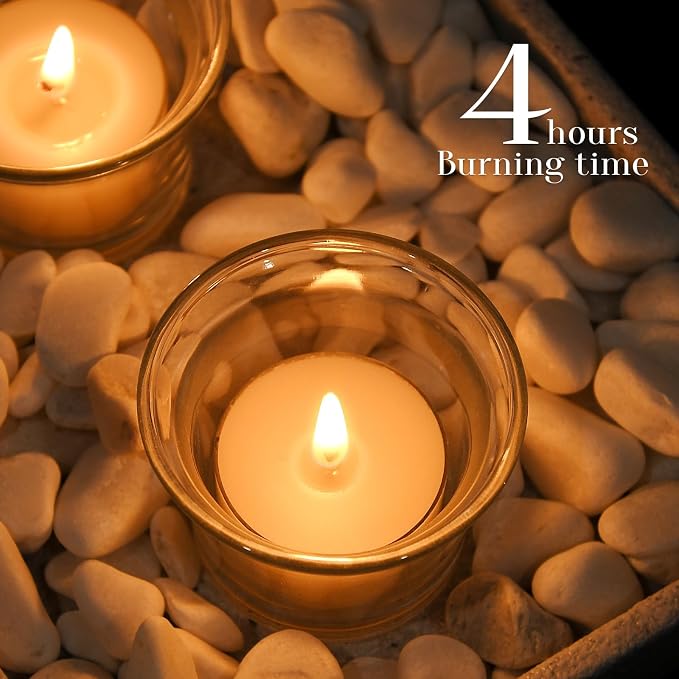 TELOSMA 12pcs Natural White Beeswax Tealight Candles - Organic Candle Natural Scent Smokeless Clean Burning