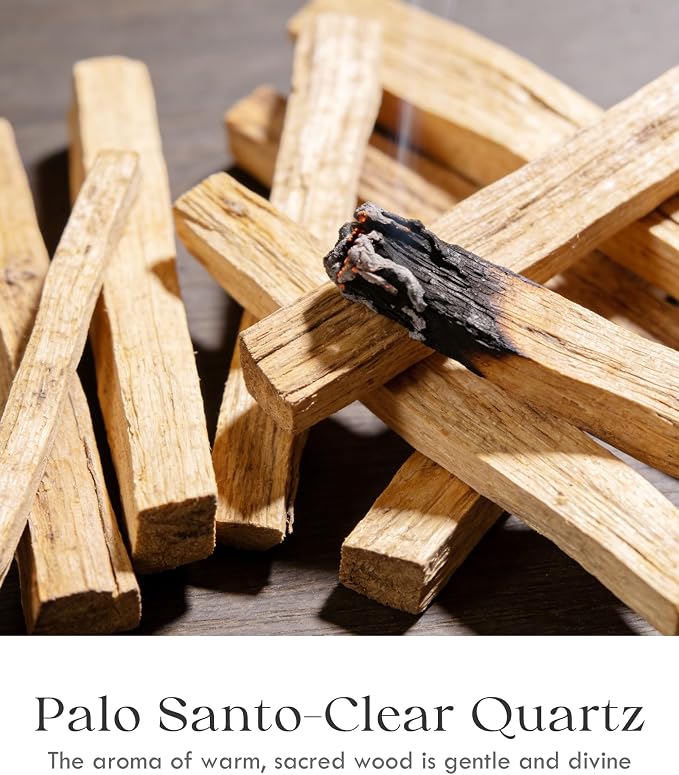 AOOVOO 2 Pack Palo Santo Candles – Cleansing Candle with Crystals & Palo Santo Wood Inside, 13oz 100 Hours Long Lasting, Non Toxic Candle for Spiritual House Energy Meditation Yoga