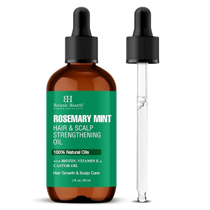 Botanic Hearth 100% Pure Rosemary Mint Oil For Hair Growth & Hair Treatment Oils 2 Fl Oz | Infused with coconut Oil | Hair Oil Repairs Dry Damaged Hair, Strengthening, Healthier | All Hair Types