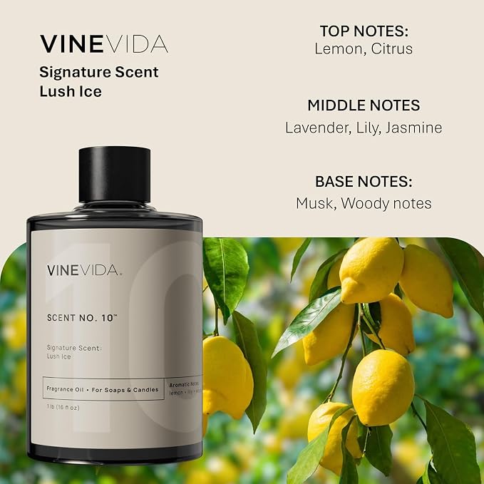 VINEVIDA Lush Ice - 16oz Fragrance Oil for Candle Making - Natural Candle Scents - Made in USA