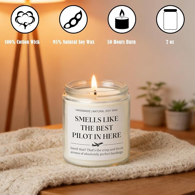 Pilot Gifts for Men & Women - Funny Aviation Gifts, Scented Candle for Flight School Graduation, Student Pilot, Retirement, Unique Airplane Decor for Dad, Boyfriend, New Aviator