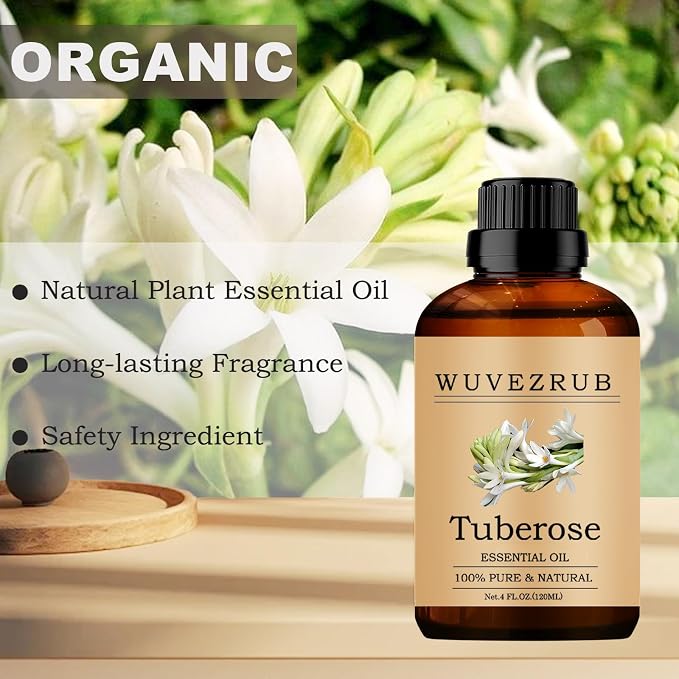Tuberose Essential Oil - 120ML Pure and Natural for Aromatherapy Diffuser - 4 Fl Oz