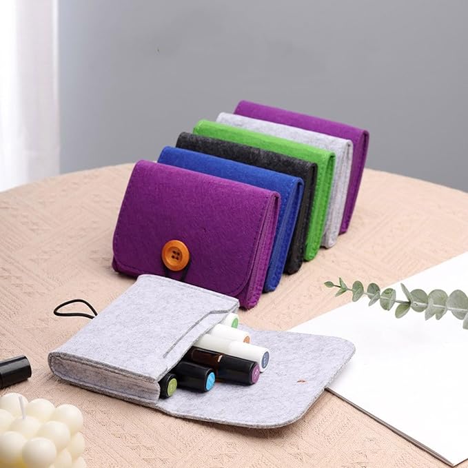 Storage Bag, Portable Storage Bag Felt Case for Essential Oil Bottles Travel Roller Bottle Storage Organizer