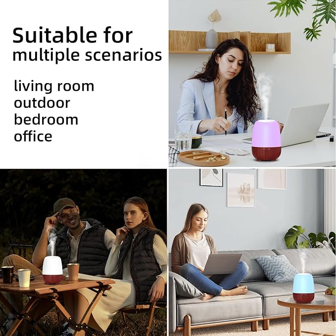 SPLITSKY Cordless Essential Oil Diffuser, 150ml Rechargeable Battery-Operated Quiet Aromatherapy Diffuser with 7-Hour Runtime, 7-Color LED Light & 2 Timer Settings for Bedroom, Living Room, Bathroom