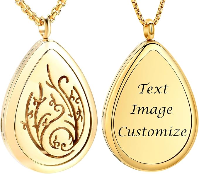Tree of Life - Stainless Steel Teardrop Aromatherapy Essential Oil Diffuser Necklace Locket Necklace Pendant-Customize