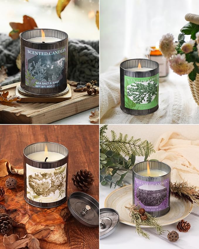 Scented Candles for Home, 8oz Soy Candle, 50H Burn, Lemon Verbena Aromatherapy, White Candle in Gift Box, Perfect for Birthday, Mother's Day, Christmas
