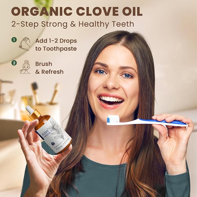 HIQILI 1 Fl Oz Clove Oil for Teeth and Gums, Oral Care, DIY Clean Spray, Aromatherapy - 30ml