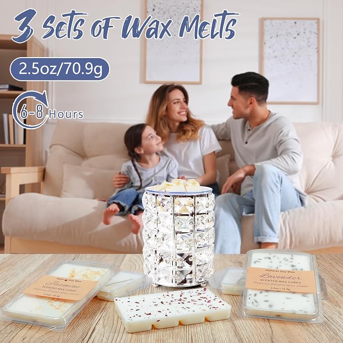 SCENTORINI Wax Melts, Premium Wax with Essential Oil, Natural Dried Flower, Rose, Lavender, Jasmine, Scented Wax Melts, 70.9g x 3, for Women/Men
