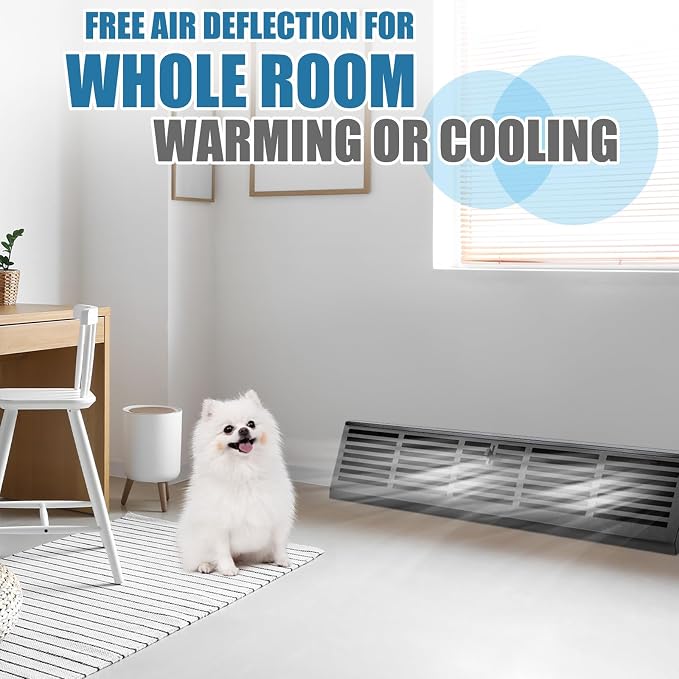 Yaocom 2 Pcs 24 Inch Baseboard Register Duct Opening Size Vent Covers for Home Floor Diffuser Wall Corner Baseboard Air Covers Floor Diffuser Including Screws Easy Installation(Black,Stripes)