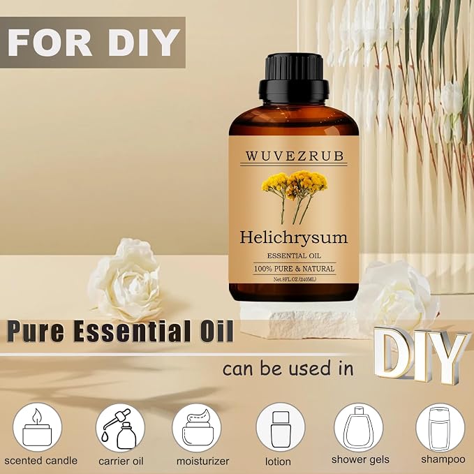 Helichrysum Essential Oil - 240ML Pure and Natural for Aromatherapy Diffuser - 8 Fl Oz