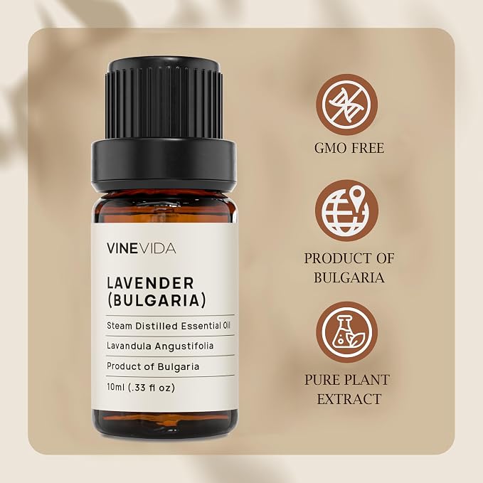 VINEVIDA Lavender Essential Oil - Undiluted, 10 mL - DIY Candle Scents, Safe for Skin