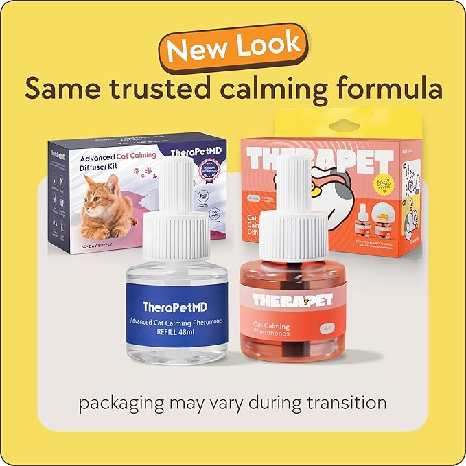 TherapetMD 3-Pack 180-Days Cat Calming Diffuser Kits - Dual-Pheromone Cat Diffusers for Stress, Pee Spraying, Fighting, Excessive Meowing & Scratching – Includes 3 Diffusers + 180-Days Refills
