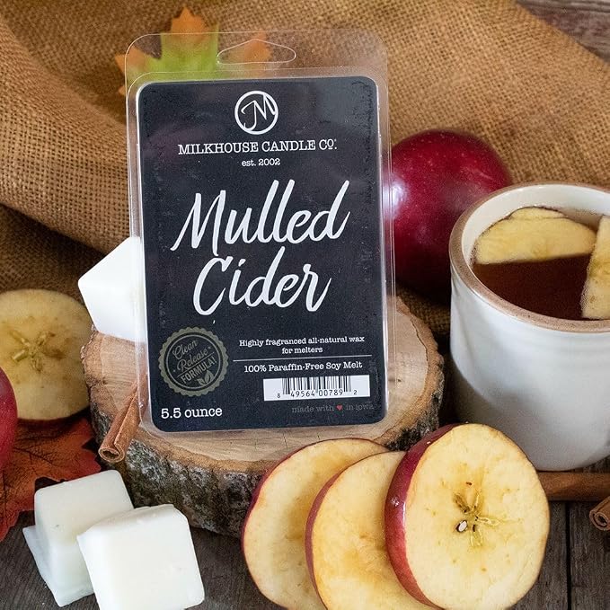 Milkhouse Candle Company Mulled Cider Soy Wax Melts - Apple Cider | Cinnamon & Clove | Orange Zest Scented - 5.5 oz, Hand-Poured, Made in the USA