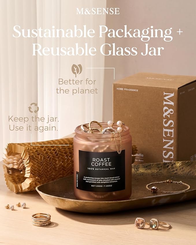 M&SENSE Sandalwood Rose Home Scented Candles, 7.05oz Natural Soy Wax, 50 Hours Slow Burning Romantic Smelling Scent for Women, Housewarming Gifts for Family Friends