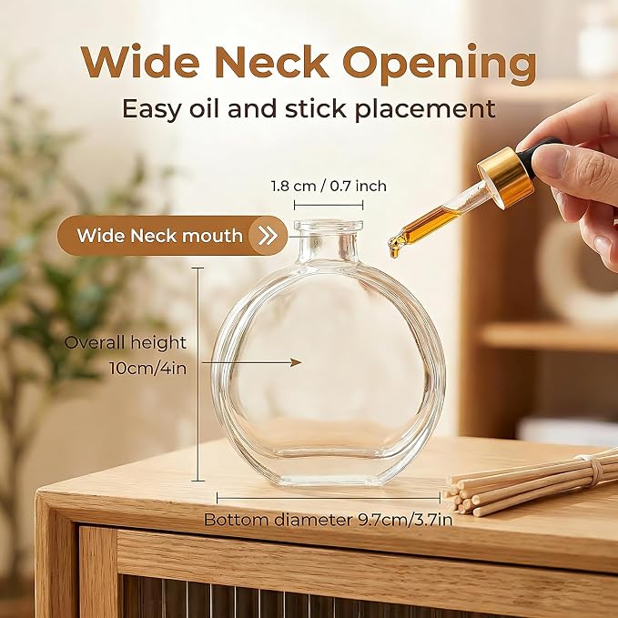 1Pcs 150ml/5oz Empty Refillable Clear Glass Diffuser Bottles Aromatherapy Jar Container Fragrance Accessories Use for DIY Replacement Reed Diffuser Sticks Sets Essential Oils Crafts Decor