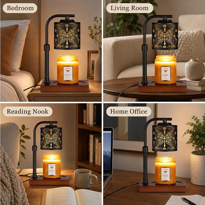 mocosa Candle Warmer Lamp with Adjustable Height Dimmable for New Home Decor Electric Candle Warmer for Jar Candles Birthday Gifts for Women Mom(Crucifix Butterfly)