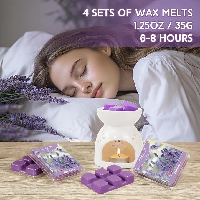 SCENTORINI Wax Melts Wax Cubes, Summer Scent, Lavender Wax Melts for Sleep, Scentsy Wax Melts for Warmer 4 Pack, Scented Soy Wax Strong Scent, 4 * 1.25oz