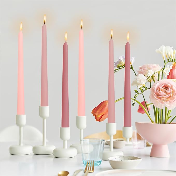 Scented Candle Taper Candlesticks,10 Inches Pink Tapered Candles Rose Candle Sticks Colorful Candlestick for Wedding Home Party Dinner,Pack of 6 (8D6PC-PIKMIX)