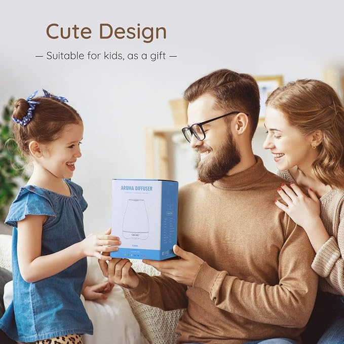 Aromatherapy Essential Oil Diffuser for Room: Air Humidifier Aroma Scent Cool Mist Diffusers Colorful Light Cute Mini Small Waterless Auto Off Ultrasonic for Home Bedroom (Brown Wood Grain)