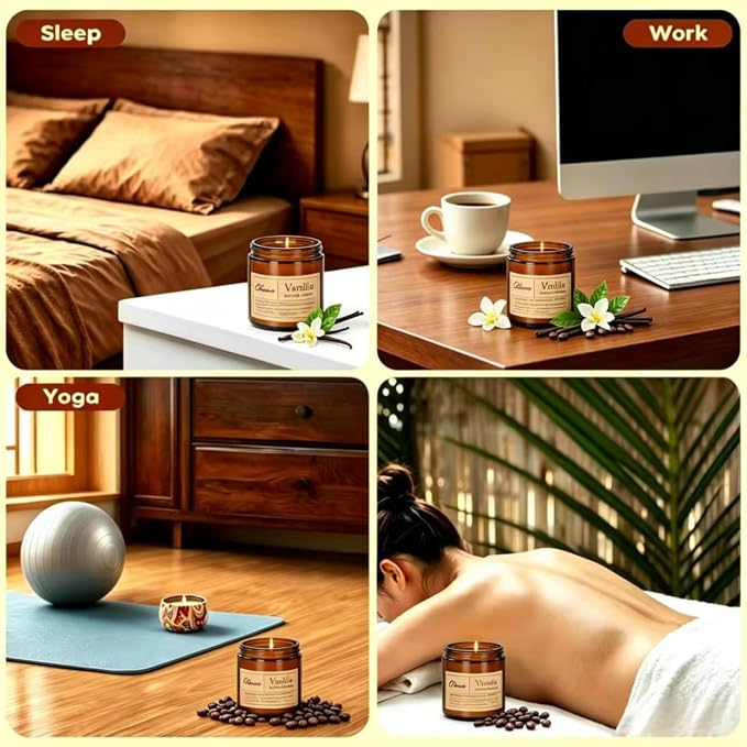 Candles for Home Scented, 2 Pack Scented Candles for Stress Relief & Self-Care, Aromatherapy Candle for Men and Women Birthday, Soy Sleep Jar Candle Set(Coffee & Vanilla)
