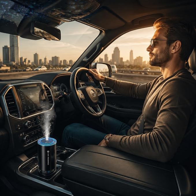 Portable Essential Oil Diffuser & Car Air Freshener, 50ml Nano Nebulizer with 3 Adjustable Levels, Built-in Battery for Home, Office, Travel, Mild Plant Perfume for All Ages（Ocean）