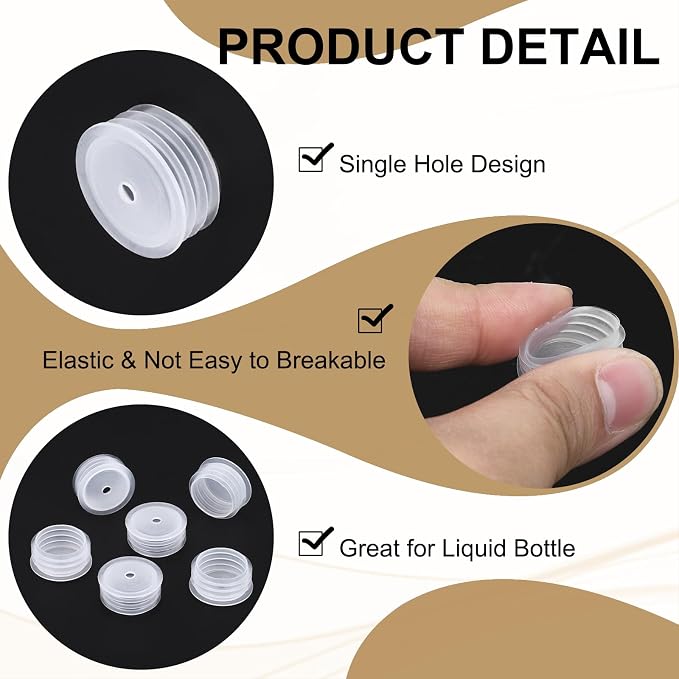 PATIKIL Bottle Adapter 0.71"/18mm Press in Plugs Clear 25Pcs, 0.12" Hole | for Oral Dispenser Liquid Oil Plastic Glass Bottles Stopper