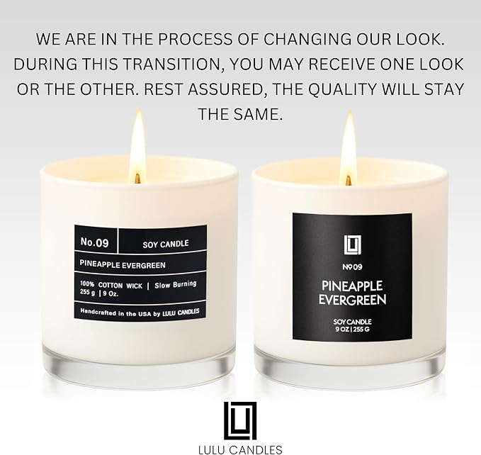 Lulu Candles | Pineapple Evergreen | Luxury Scented Soy Jar Candle | Hand Poured in The USA | Highly Scented Candles for Home Fragrance & Decor (9 Oz.)
