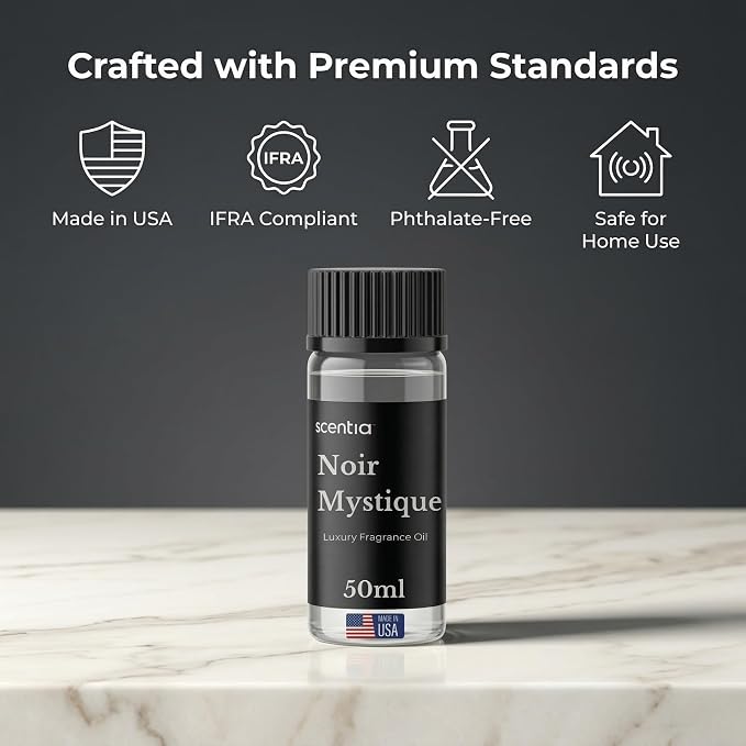 Scentia Noir Mystique Hotel Scent Diffuser Oil – Luxury Fragrance Inspired by Edition Hotel – 50 mL – Rose, Bergamot & Musk Essential Oil Blend for Home, Office & Aromatherapy Diffusers, Made in USA