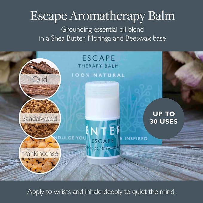 Scentered Yoga & Meditation Gift Set with Silk Eye Mask & Escape Aromatherapy Balm – Natural Silk Eye Mask to Block Out Light & Calming Essential Oils Balm – Mindful Escape Kit for Meditating & Yoga