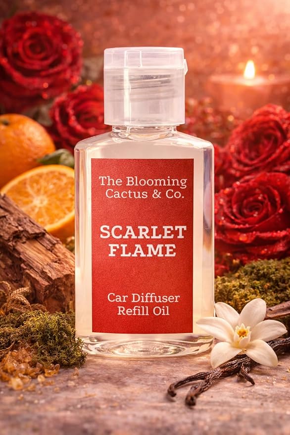 Car Diffuser Oil Refill 1 oz – Essential Oil Car Air Freshener Refill for Hanging Car Diffuser, Long Lasting Fragrance Oil, Phthalate Free, Multiple Scents. (Scarlet Flame)