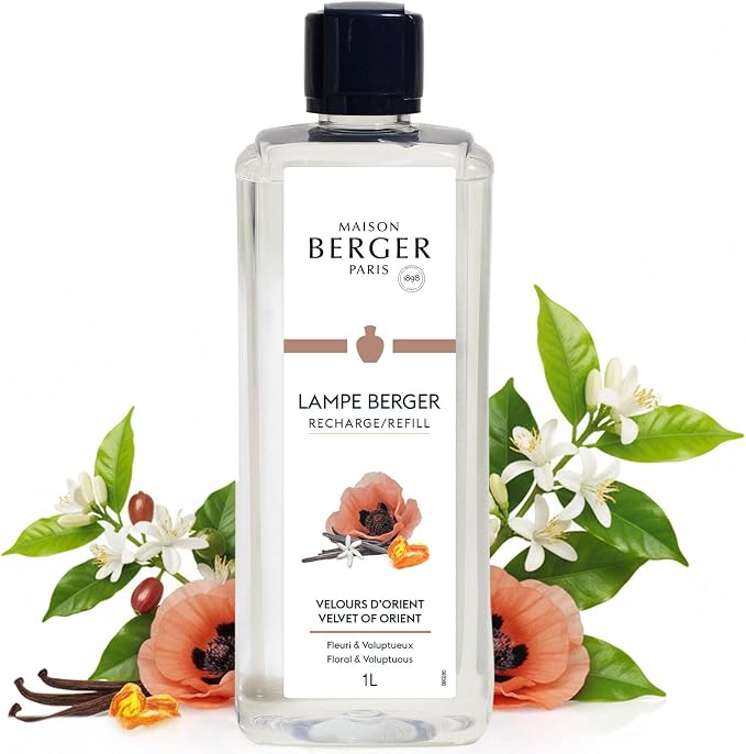 MAISON BERGER Lampe Berger Refill, 1 L, Velvet of Orient | Catalytic Lamp Fragrance Refill, ~160 h Fragrance Diffusion, Oriental Amber Scent, Made in France
