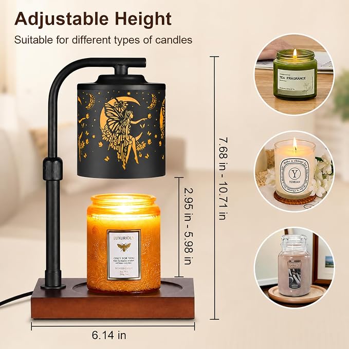 Candle Warmer Lamp with Adjustable Height Dimmable for New Home Decor Electric Candle Warmer for Jar Candles Birthday Gifts for Women Mom(Moon)