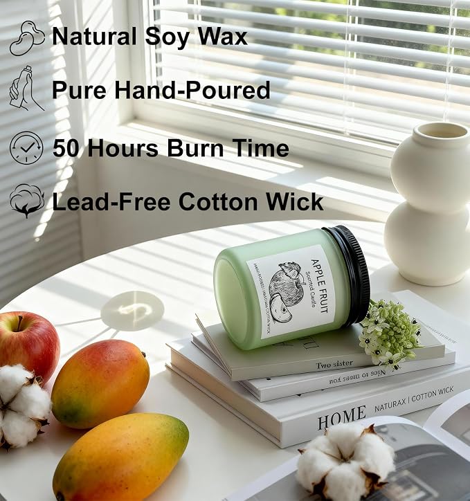 Scented Candle Gift Set, 4 Pack 25oz Soy Wax Candles, 200 Hour Burn Time, Long Lasting Aromatherapy Candles for Home Fragrance, Ideal Gift for Women and Men – Mango, Apple, Peach, Coconut