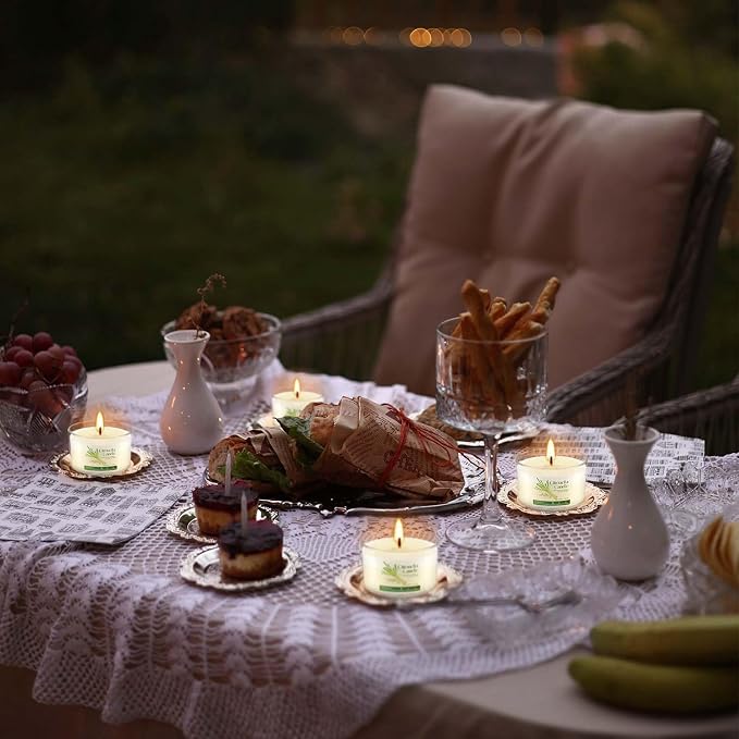 40-Pack Citronella Scented Tealight Candles -Outdoor Candles Natural Soy Wax Candle Bulk, Smokeless & Long-Lasting for Yard, Picnic, Camping Outdoor Comfort.