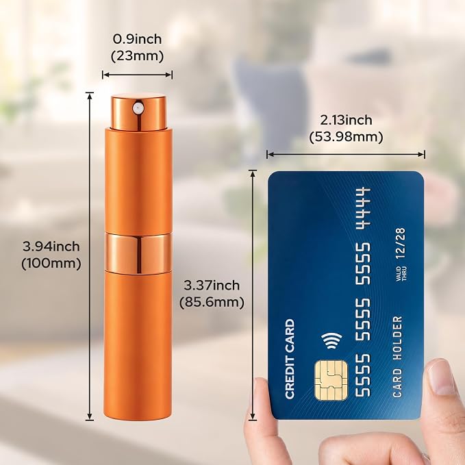 LISAPACK 8ML Atomizer Perfume Spray Bottle for Travel (3 PCS) Empty Cologne Dispenser, Portable Sprayer (Cyan, Rose Red, Orange)