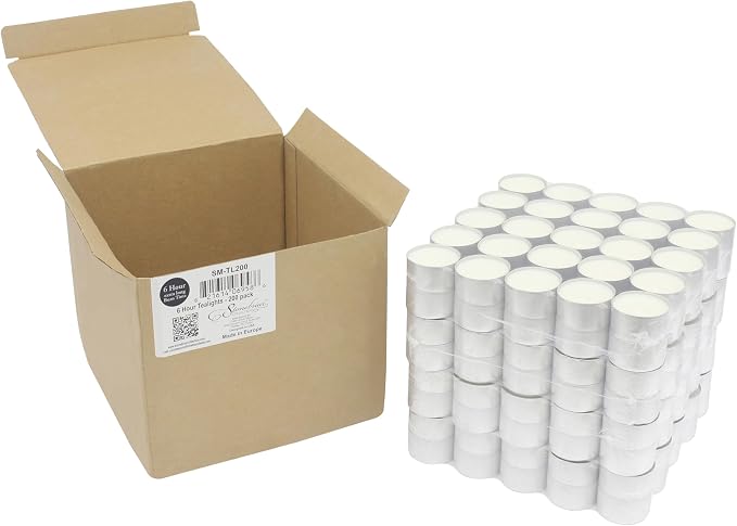 Stonebriar Unscented Long Burning White Tealight Candles, Bulk Pack, 6-7 Hour Burn Time, Smokeless Tealights for Parties, Weddings, Home, 200 Count