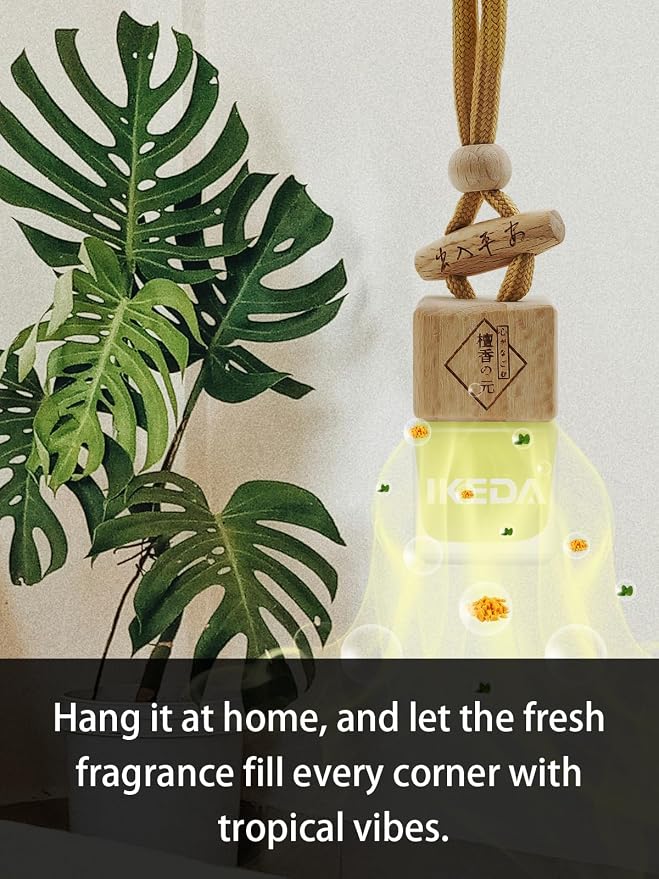 Ikeda Car Air Freshener: Hanging Car Smell Air Freshener | 10ml Hanging Car Perfume | Long Lasting Fragrance | Strong Scents Diffuser for Auto Home (Mango|Square)