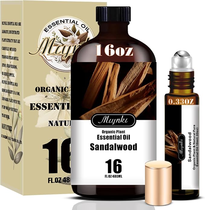 Sandalwood Essential Oil, Sandalwood Oil for Meditation, Yoga, Diffuser, Massage, Skin Care, DIY Soap, Candle, Gift Ready,Sandalwood Fragrance Oil - MLYNKL Essential Oils (16.33 fl oz / 490ml)